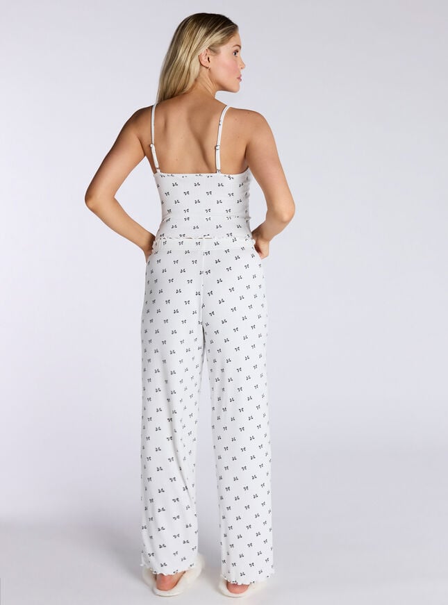 Boux Avenue Bow Ribbed Cami Pyjama Set - Ivory Mix
