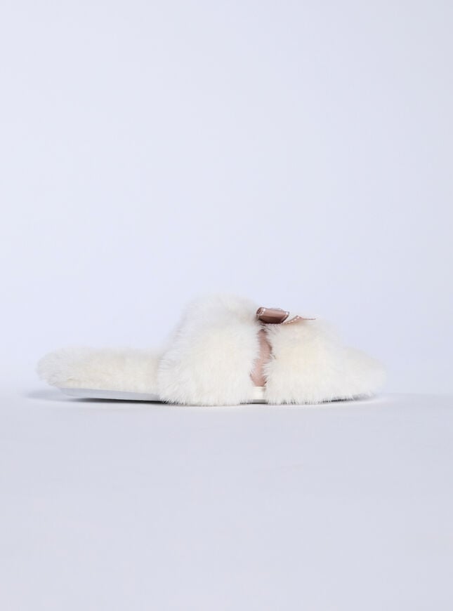 Boux Avenue Bow Slider Slippers - Ivory Mix