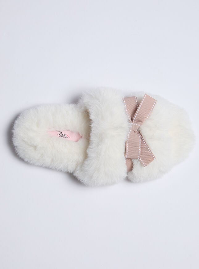 Boux Avenue Bow Slider Slippers - Ivory Mix