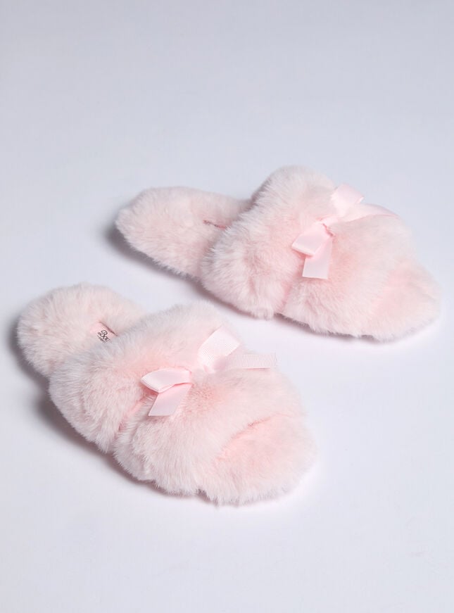 Boux Avenue Bow Slider Slippers - Powder Pink