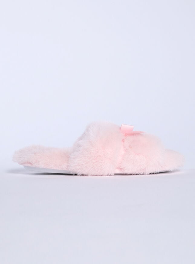 Boux Avenue Bow Slider Slippers - Powder Pink
