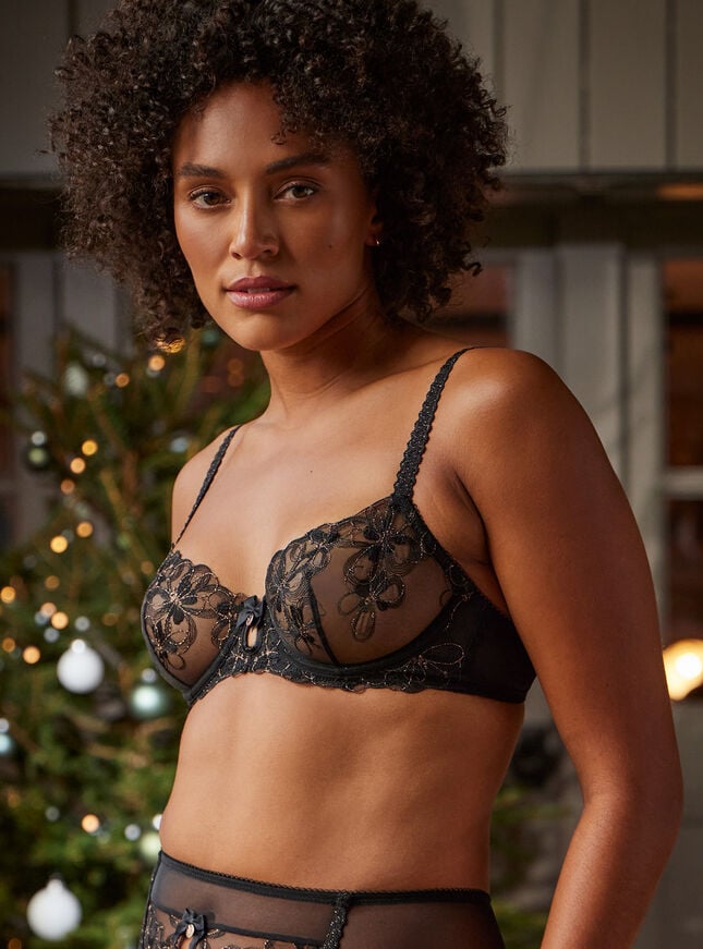 Boux Avenue Bridget Balconette Bra - Black & Gold