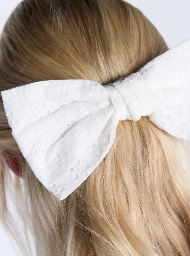 boux avenue Broderie oversized bow hair clip - White