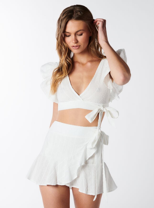 Boux Avenue Broderie Wrap Top - White