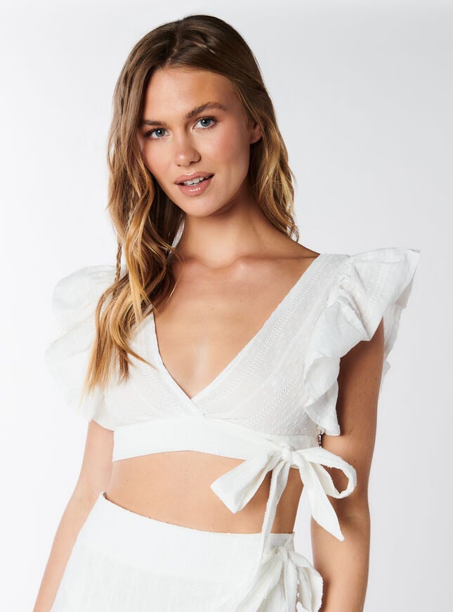 boux avenue Broderie wrap top - White