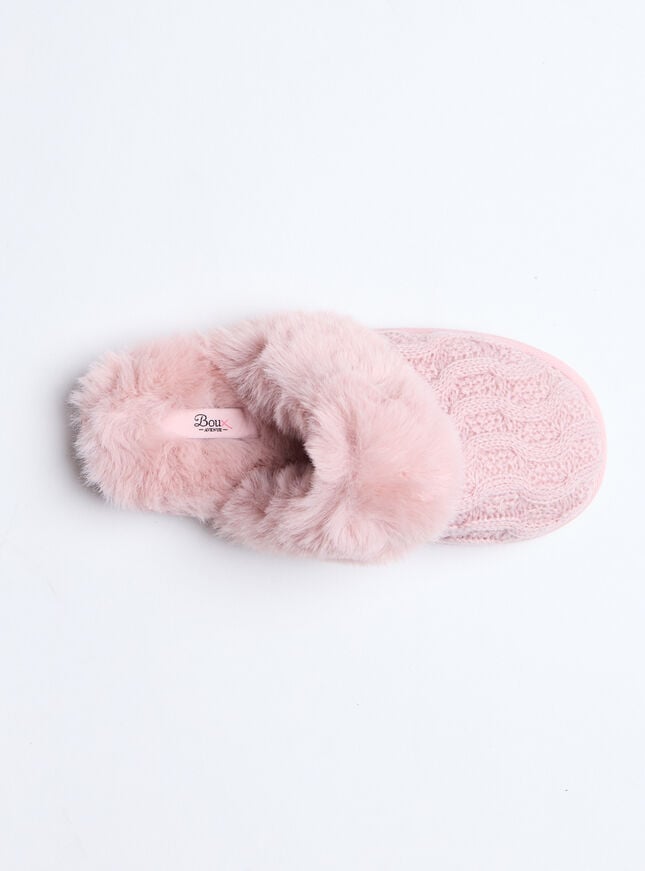 Boux Avenue Cable Knit Mule Slippers - Dusky Pink