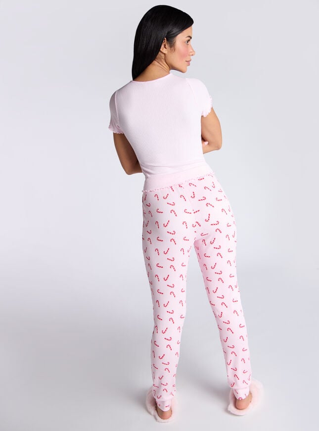 Boux Avenue Candy Cane Ribbed Pyjama Set - Pink Mix