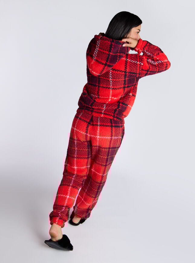 Boux Avenue Check Borg Lounge Set - Red Mix