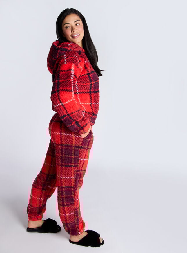 Boux Avenue Check Borg Lounge Set - Red Mix