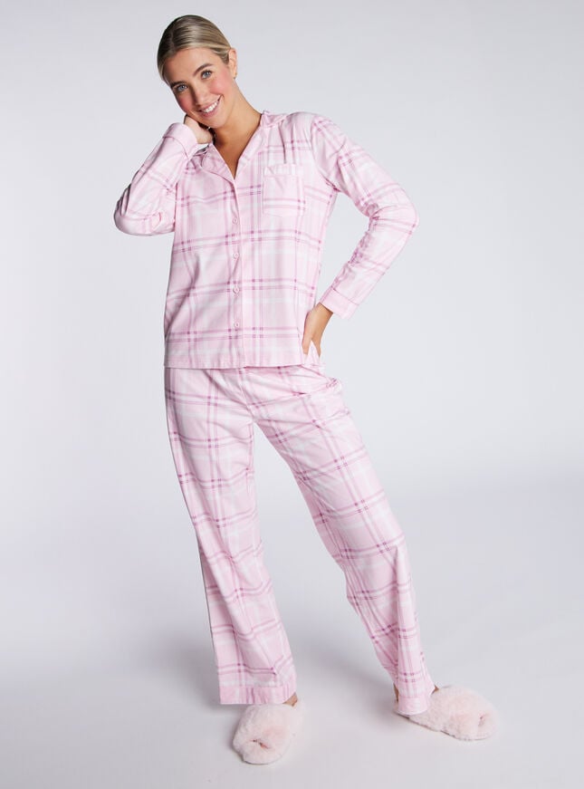 boux avenue Check fleece pyjamas in a bag - Pink Mix