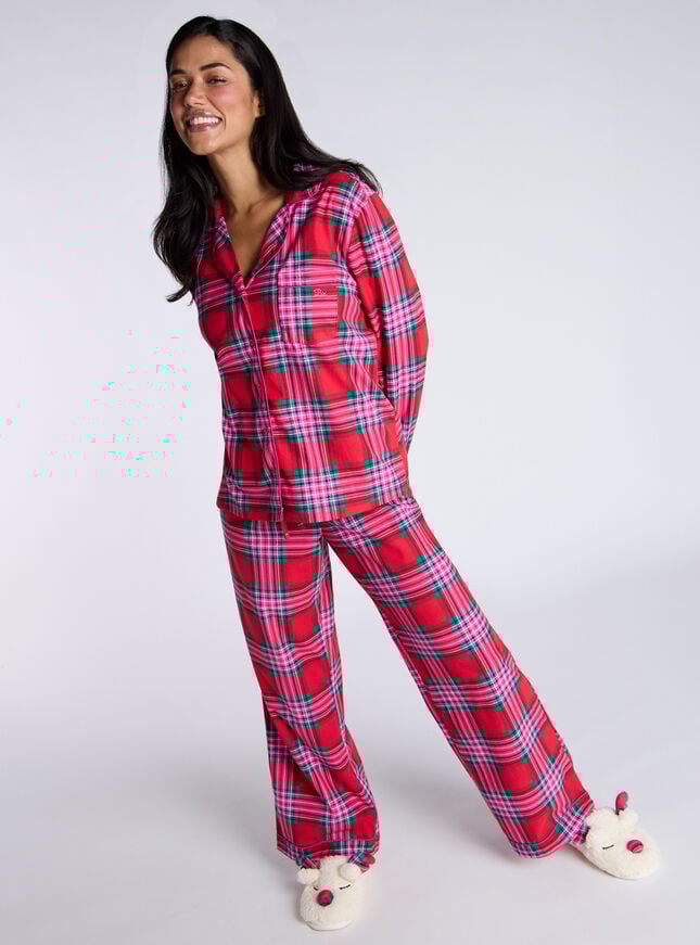 Boux Avenue Check Fleece Pyjamas In A Bag - Red Mix