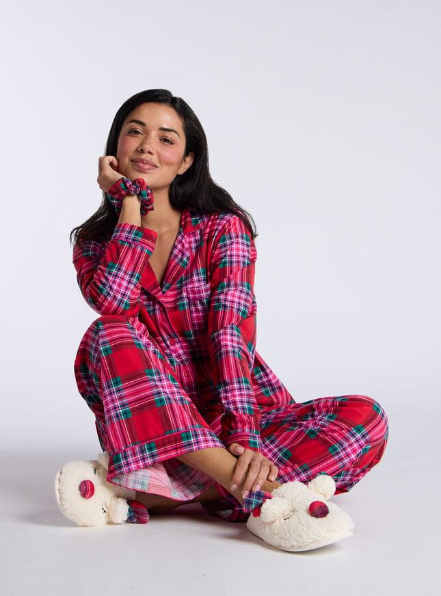 boux avenue Check fleece pyjamas in a bag - Red Mix