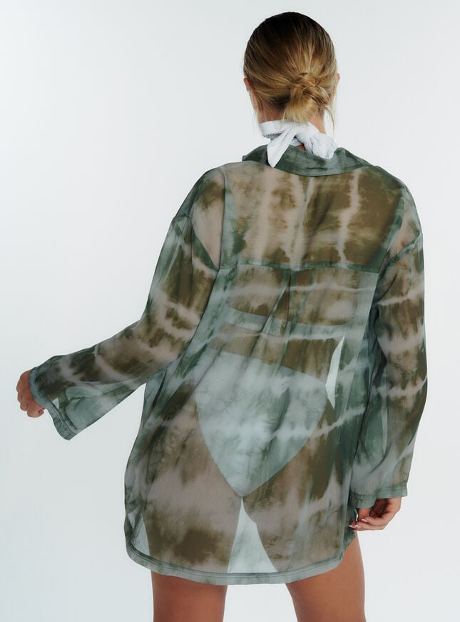 Boux Avenue Chiffon Oversized Shirt - Green Mix