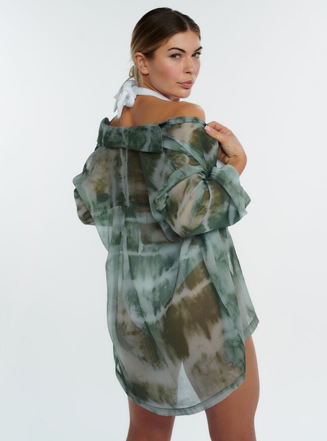 Boux Avenue Chiffon Oversized Shirt - Green Mix