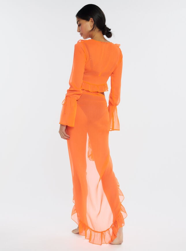 Boux Avenue Chiffon Ruffle Tie Top - Orange