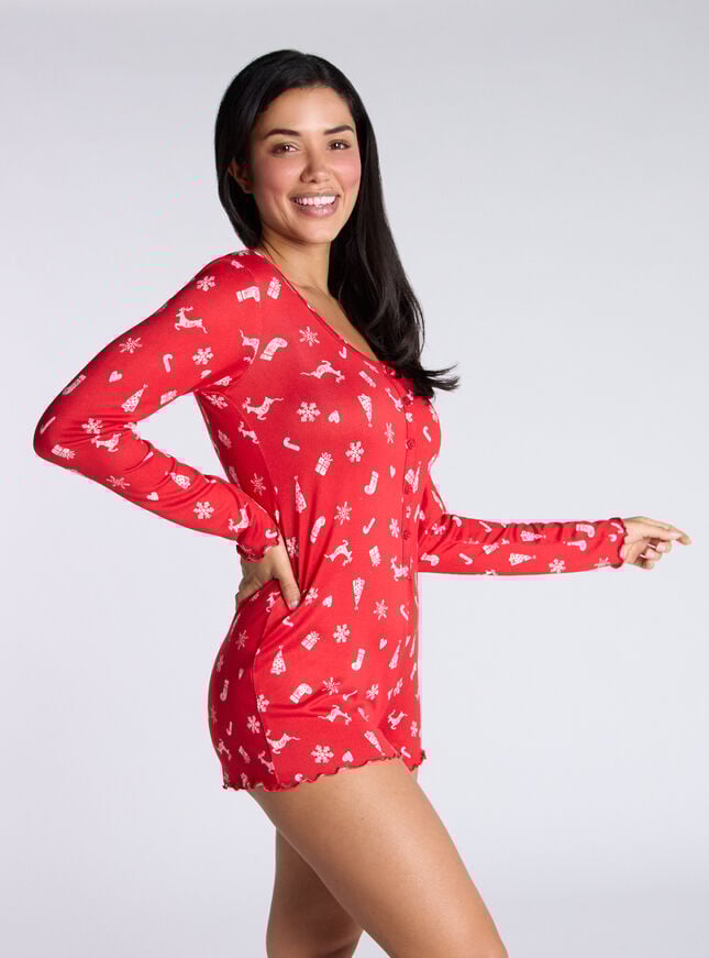 Boux Avenue Christmas Soft Touch Playsuit - Red