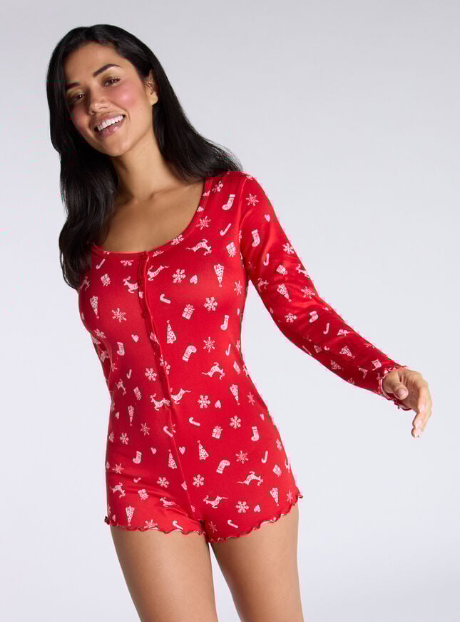 boux avenue Christmas soft touch playsuit - Red