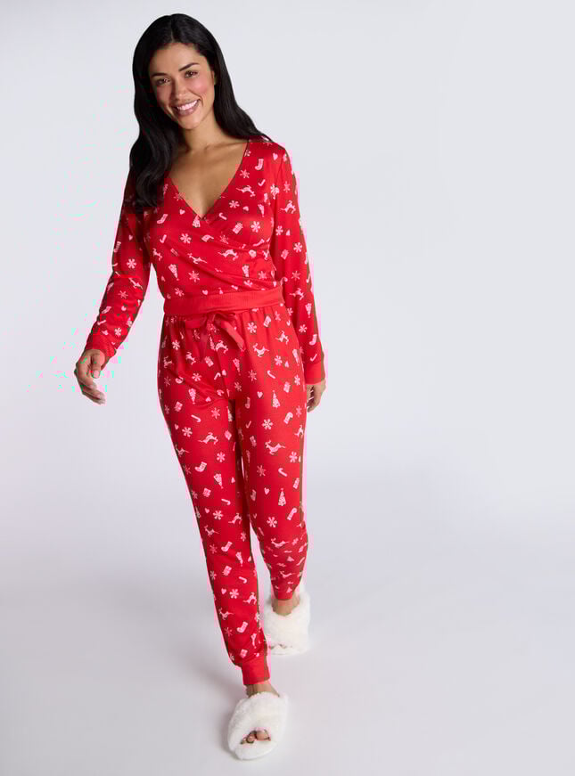 boux avenue Christmas soft touch pyjama set - Red