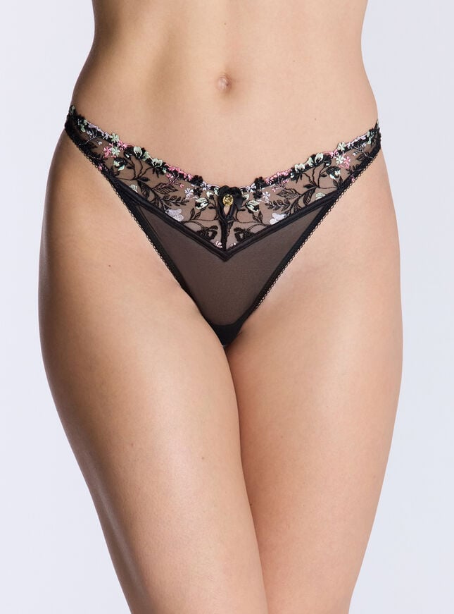 boux avenue Clea mesh thong - Black Mix