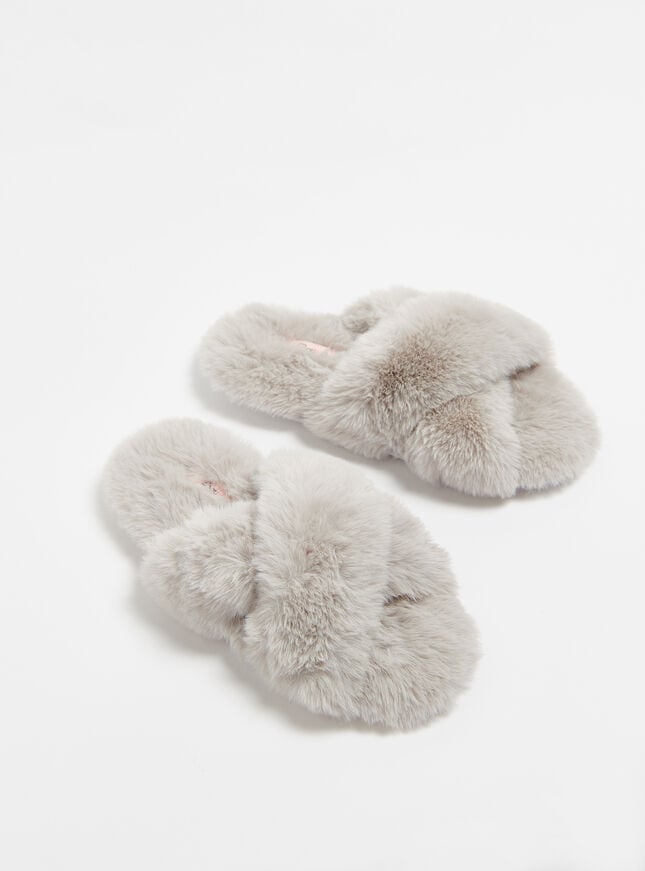 Boux Avenue Cross Band Slider Slippers - Grey