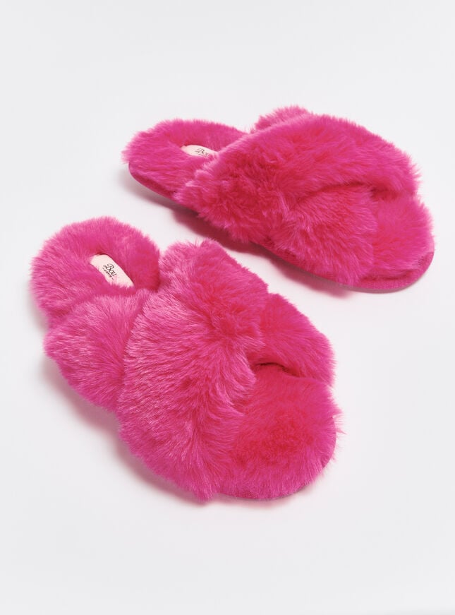 Boux Avenue Cross Band Slider Slippers - Hot Pink