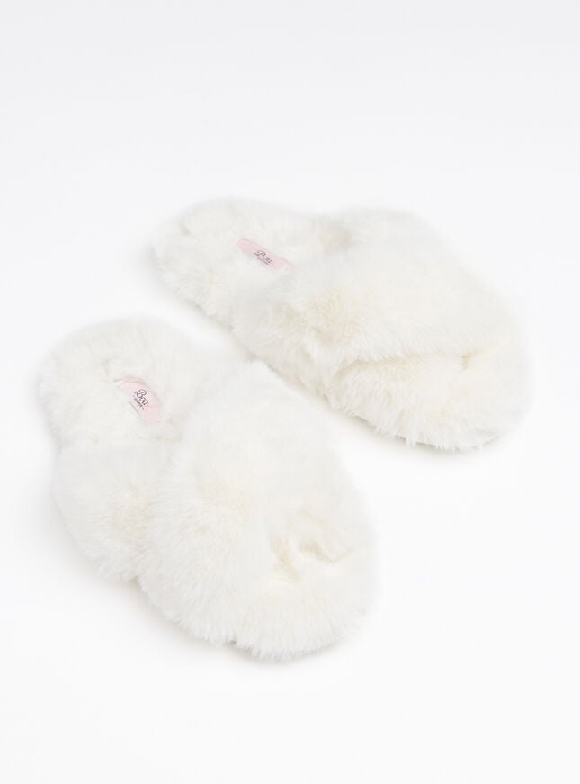 Boux Avenue Cross Band Slider Slippers - Ivory