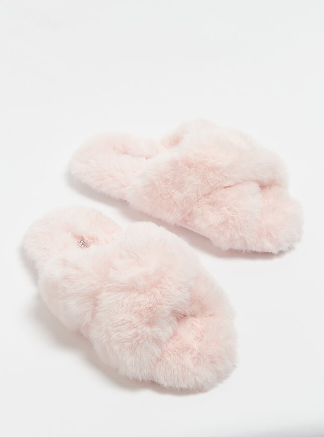 Boux Avenue Cross Band Slider Slippers - Powder Pink