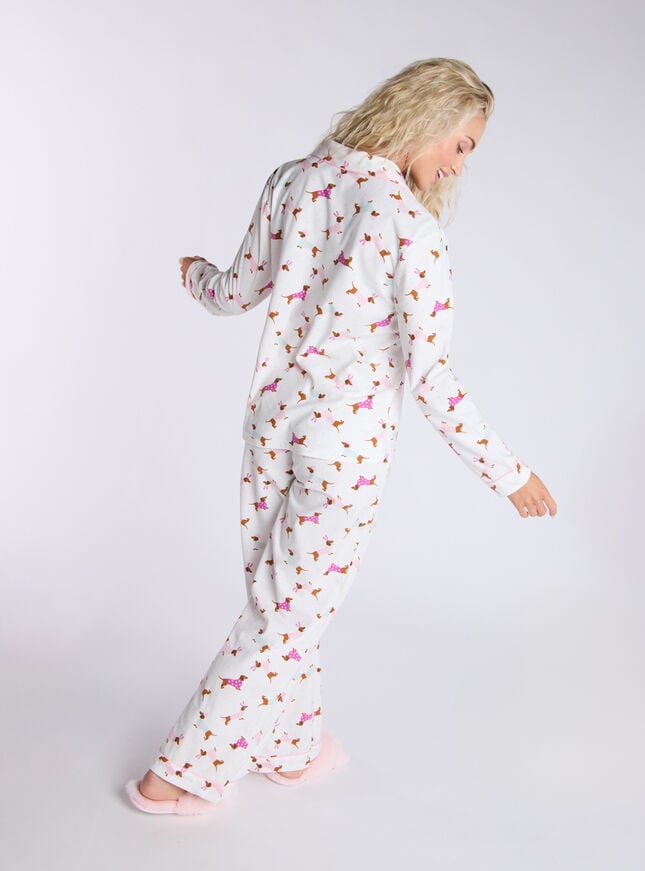 Boux Avenue Dog Fleece Pyjamas In A Bag - Ivory Mix