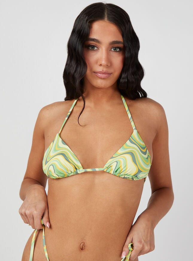 Boux Avenue Dominica Triangle Bikini Top - Green Mix