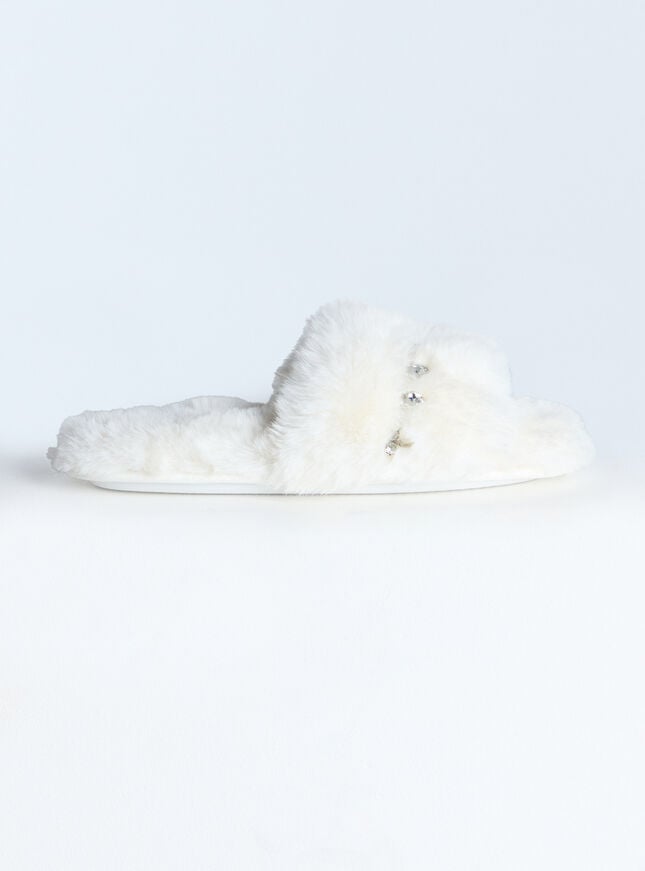 Boux Avenue Embellished Slider Slippers - Ivory