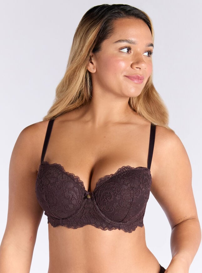 Boux Avenue Emma Lace Balconette Bra - Blackberry