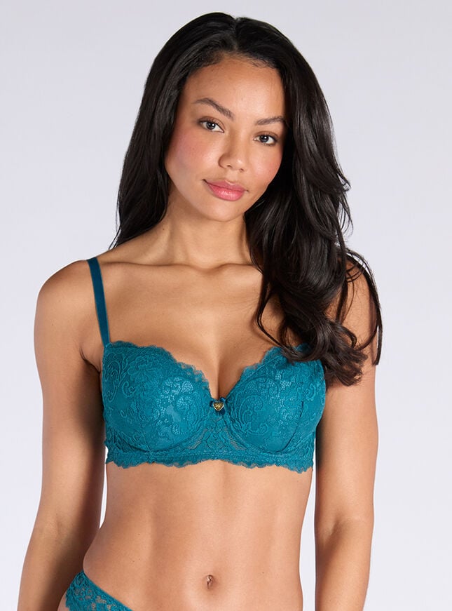 boux avenue Emma lace balconette bra - Teal