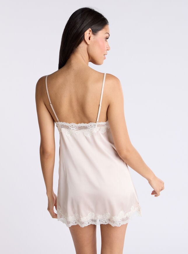 Boux Avenue Etta Satin & Lace Chemise - Oyster