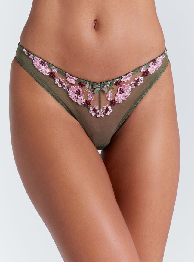 boux avenue Evelyn embroidered briefs - Khaki