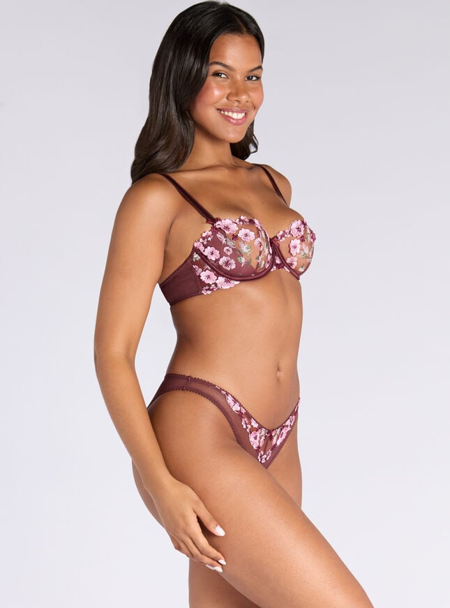 Boux Avenue Evelyn Embroidered Briefs - Oxblood
