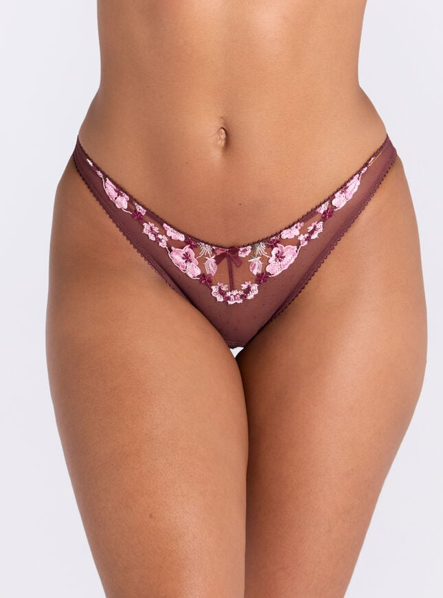 boux avenue Evelyn embroidered briefs - Oxblood