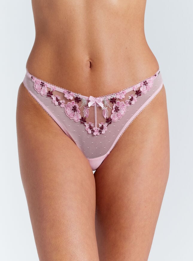 boux avenue Evelyn embroidered thong - Pink Mix