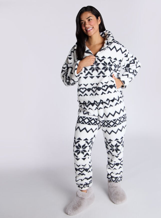 Boux Avenue Fairisle Borg Lounge Set - Ivory Mix