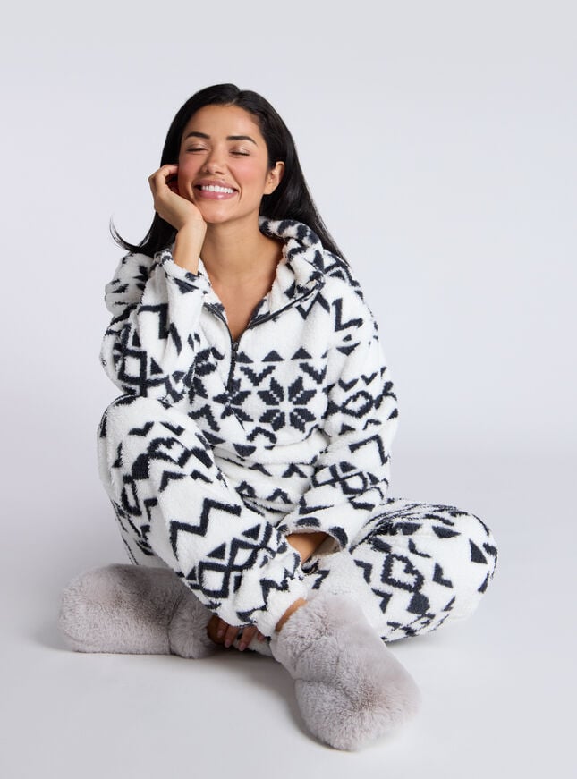 boux avenue Fairisle borg lounge set - Ivory Mix