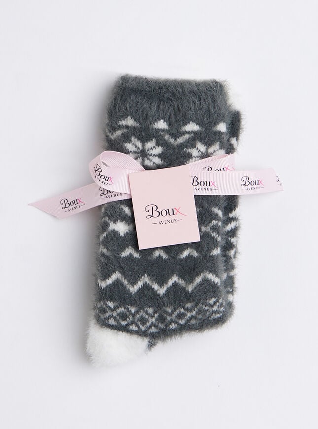 Boux Avenue Fairisle Fluffy Ankle Socks - Grey Mix