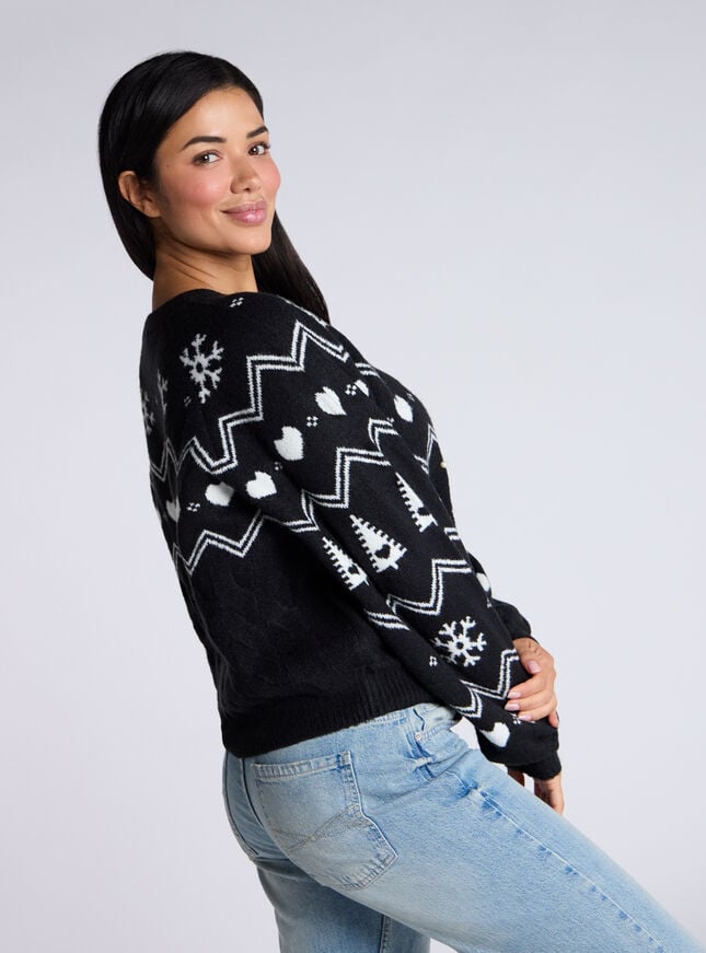 Boux Avenue Fairisle Knitted Jumper - Black Mix