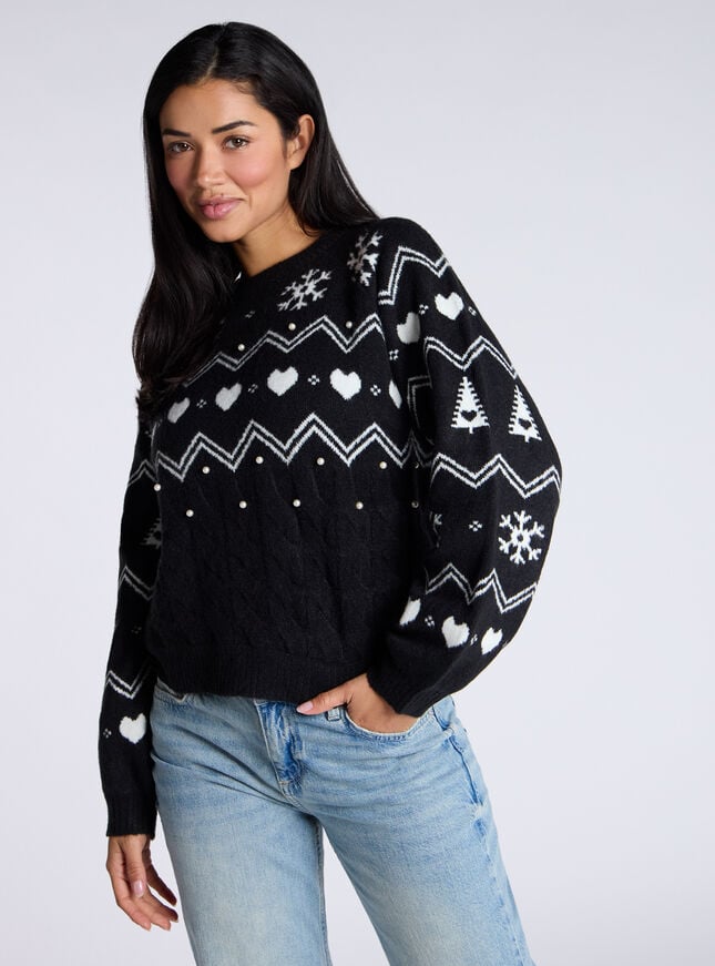 boux avenue Fairisle knitted jumper - Black Mix