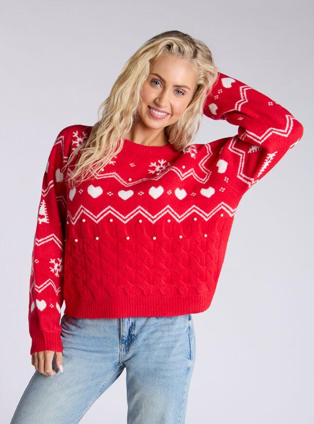 boux avenue Fairisle knitted jumper - Red Mix