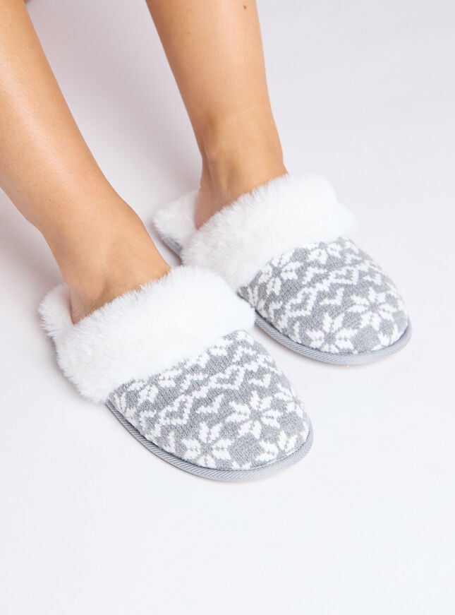 Boux Avenue Fairisle Mule Slippers - Grey Mix