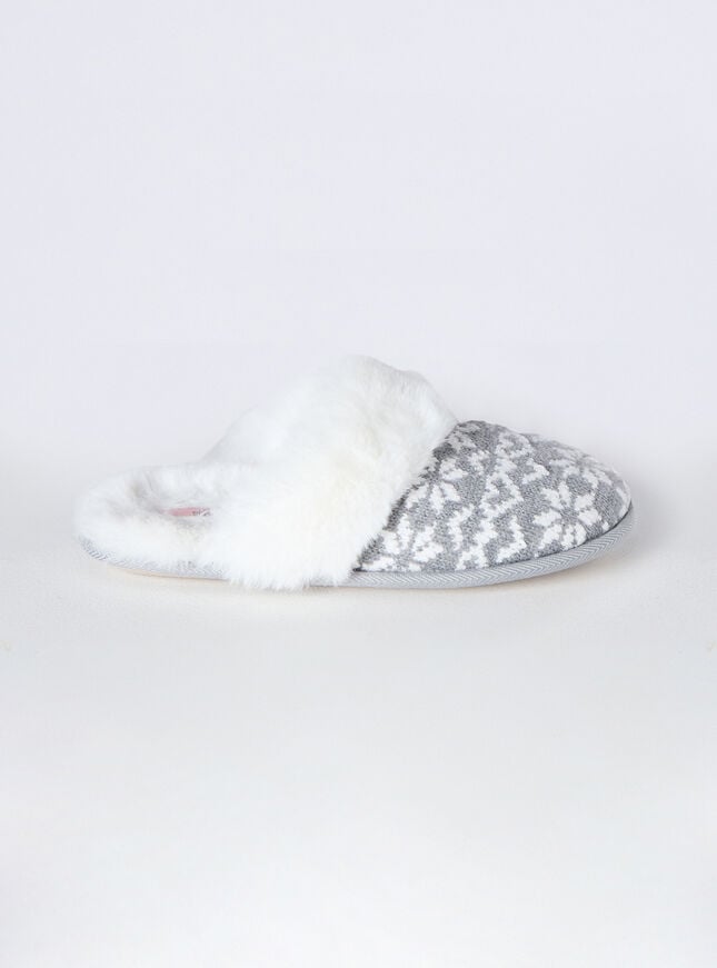Boux Avenue Fairisle Mule Slippers - Grey Mix