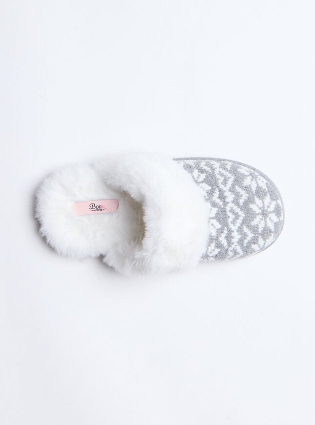 Boux Avenue Fairisle Mule Slippers - Grey Mix