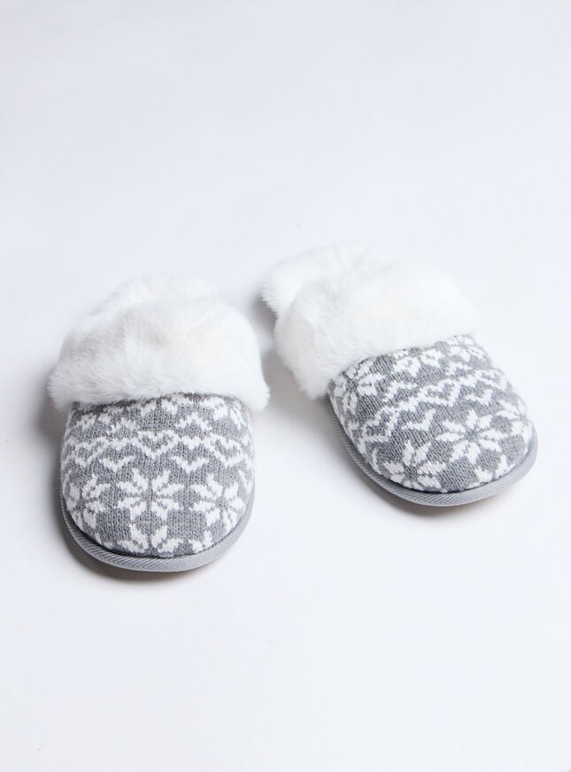 boux avenue Fairisle mule slippers - Grey Mix