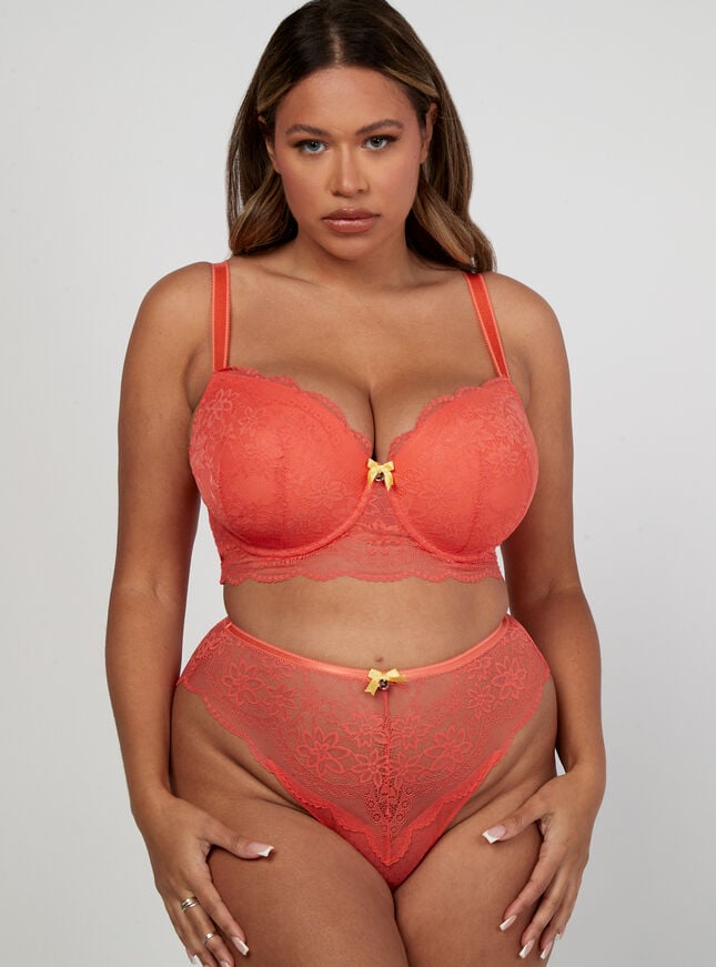 Boux Avenue Faye Balconette Bra - Neon Coral
