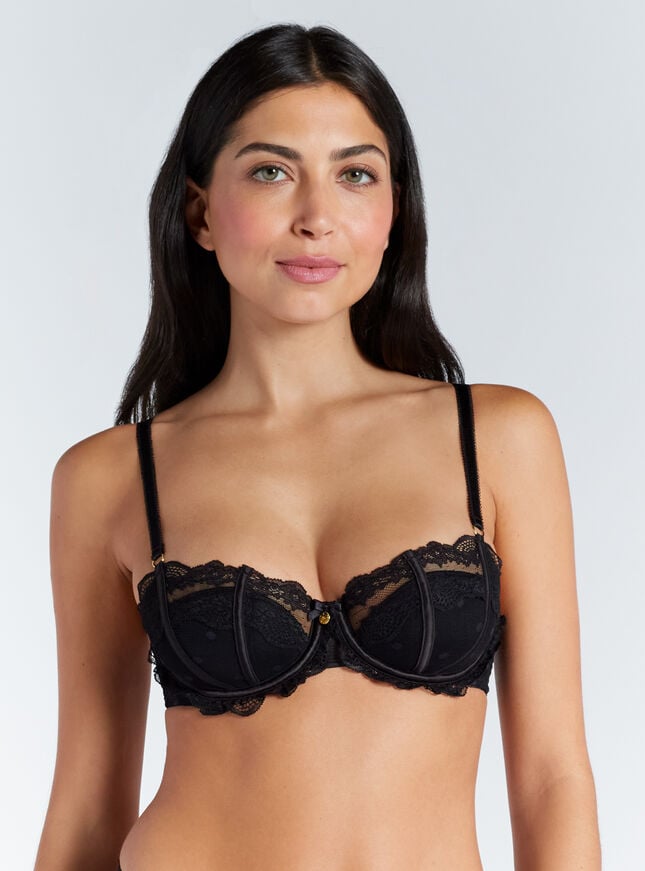 boux avenue Faye spot mesh balconette bra - Black