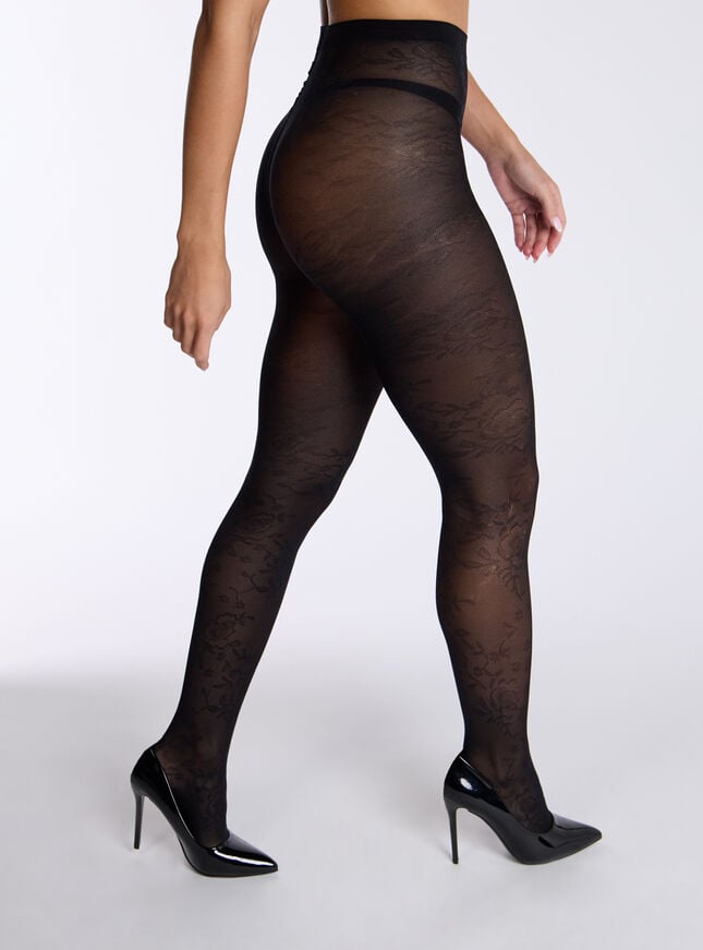 Boux Avenue Floral Lace Tights - Black